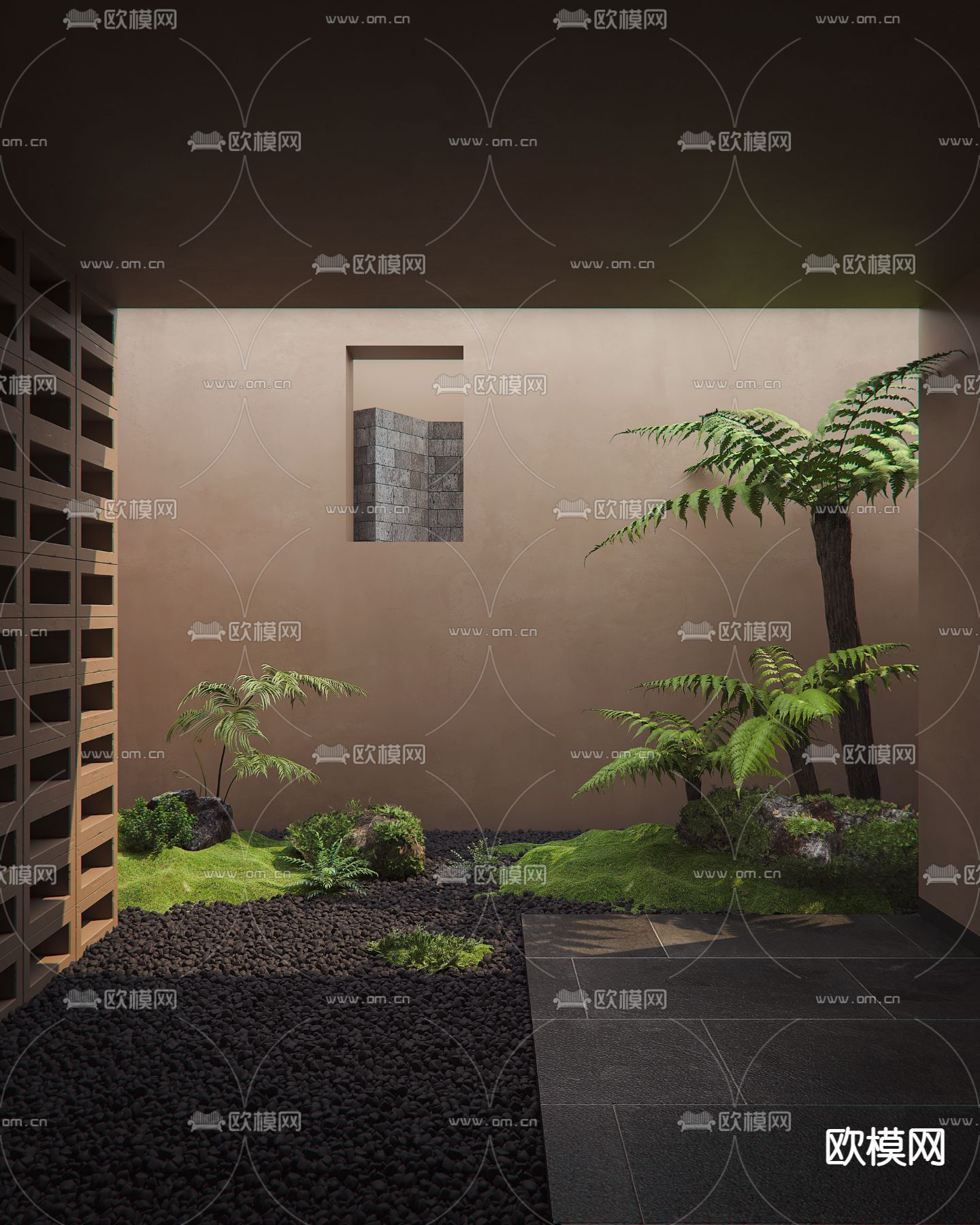 现代庭院景观小品3d模型下载（渲染图1）