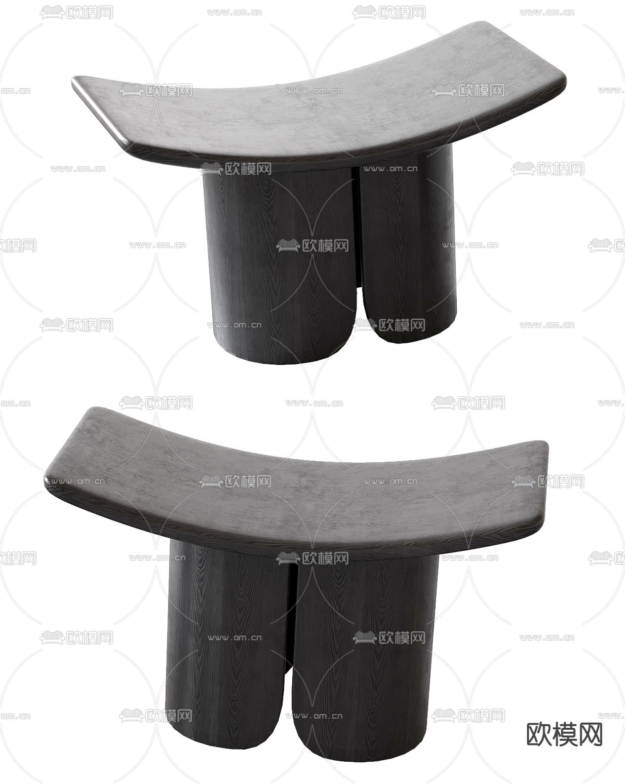 现代实木凳子3d模型下载