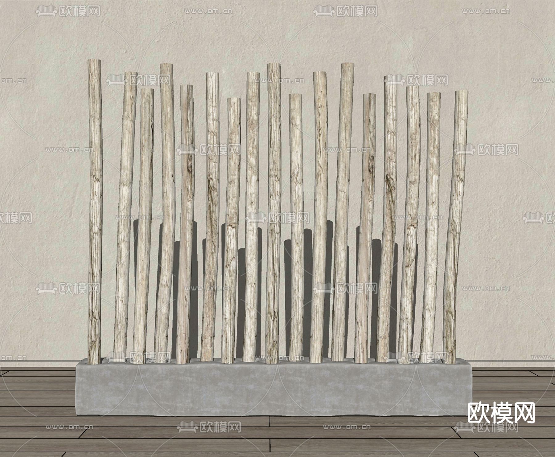 自然风树干隔断su模型