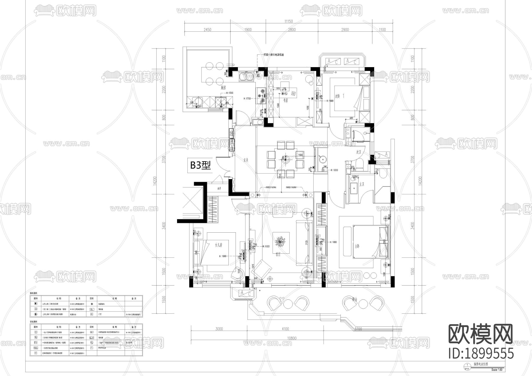 洛可可平面图下载（渲染图2）
