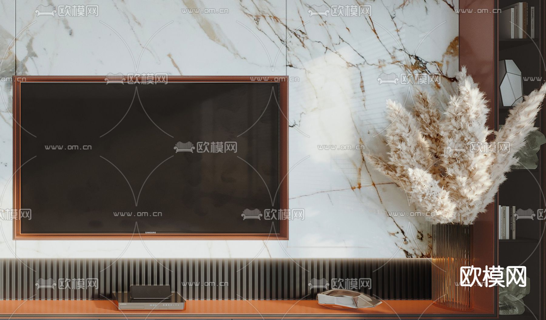 现代大理石电视背景墙3d模型