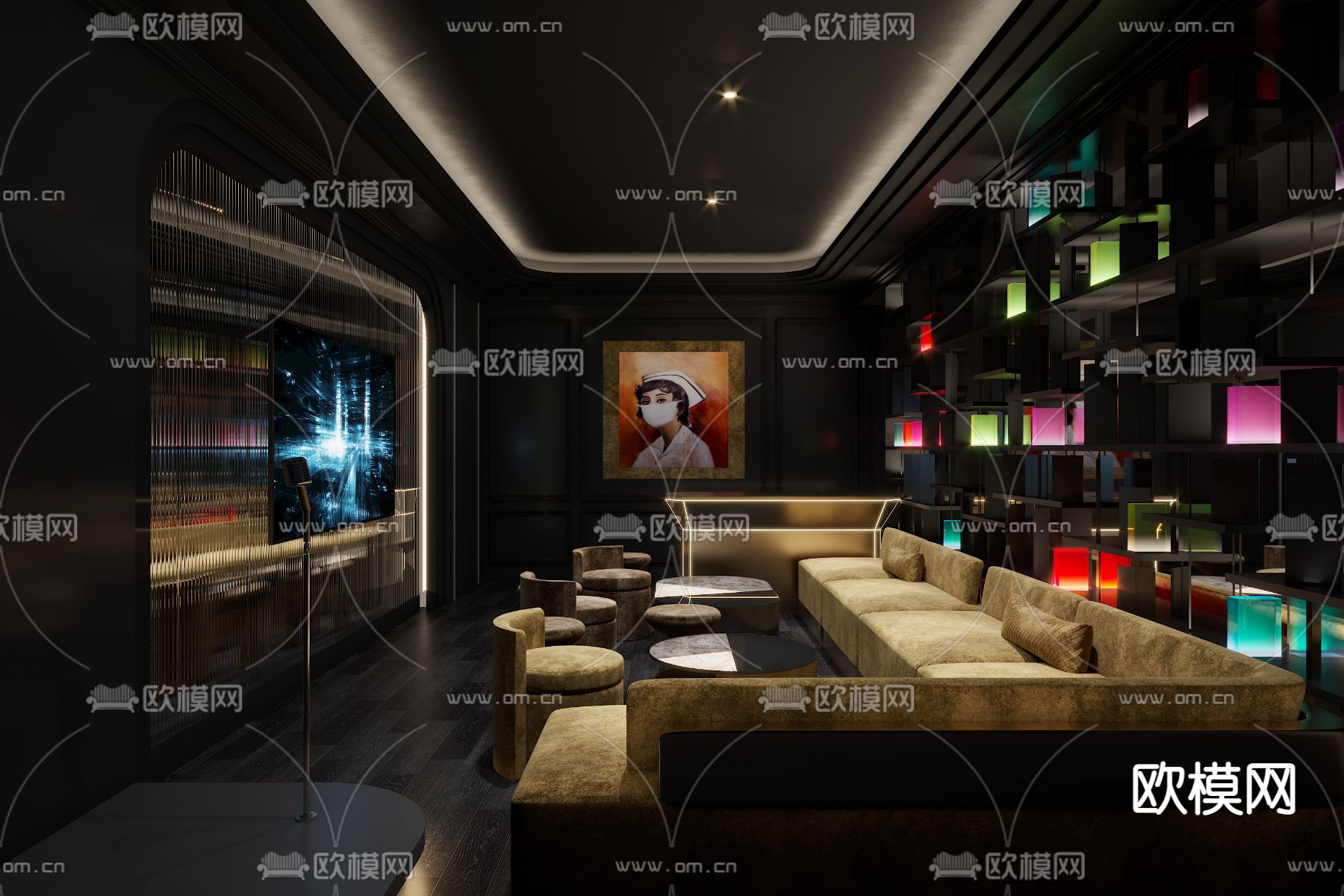 现代KTV包房3d模型