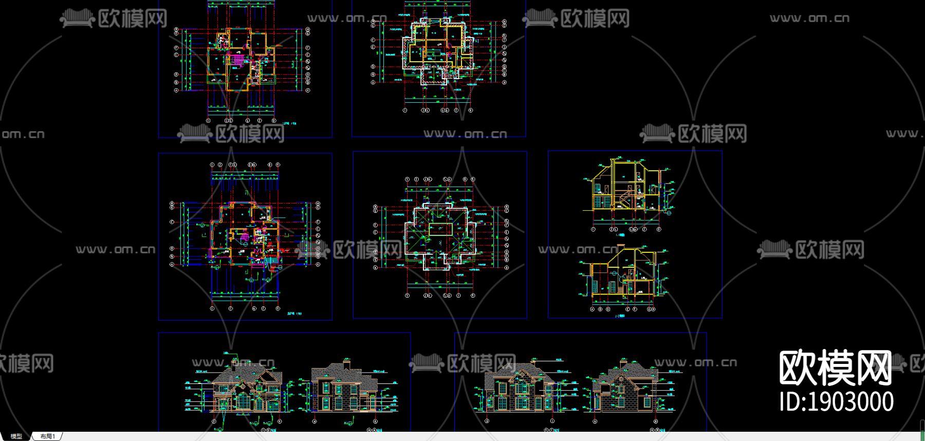 别墅cad施工图-免费3dmax模型库-欧模网