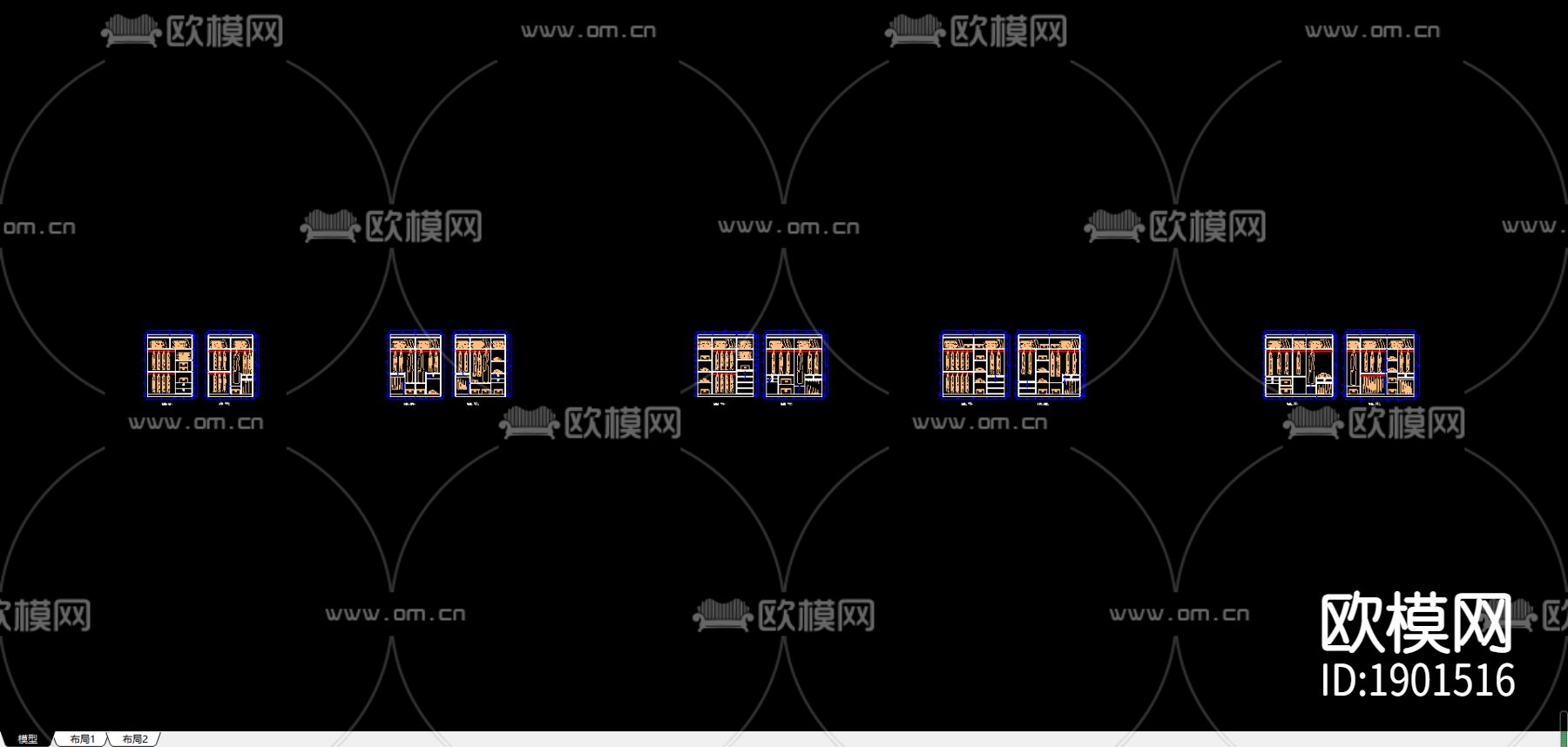 衣柜cad立面尺寸图下载（渲染图1）