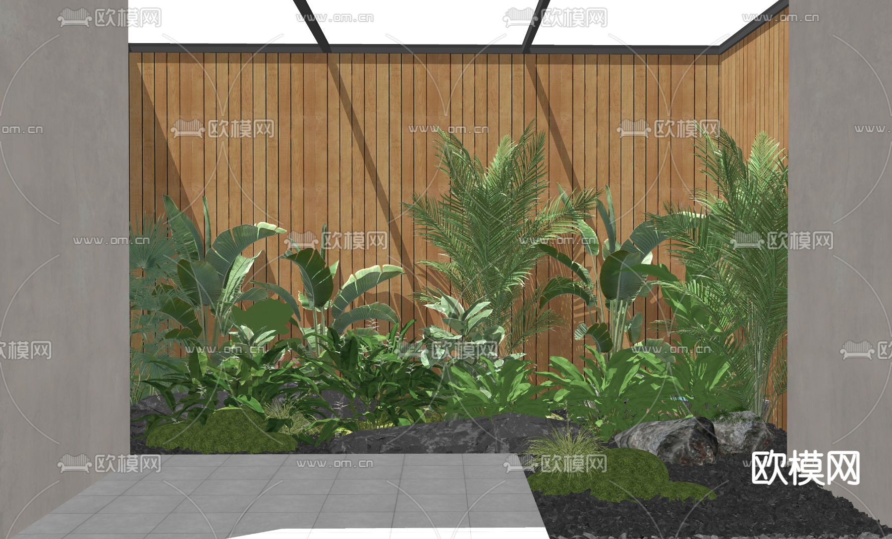 现代景观植物su模型下载（渲染图2）