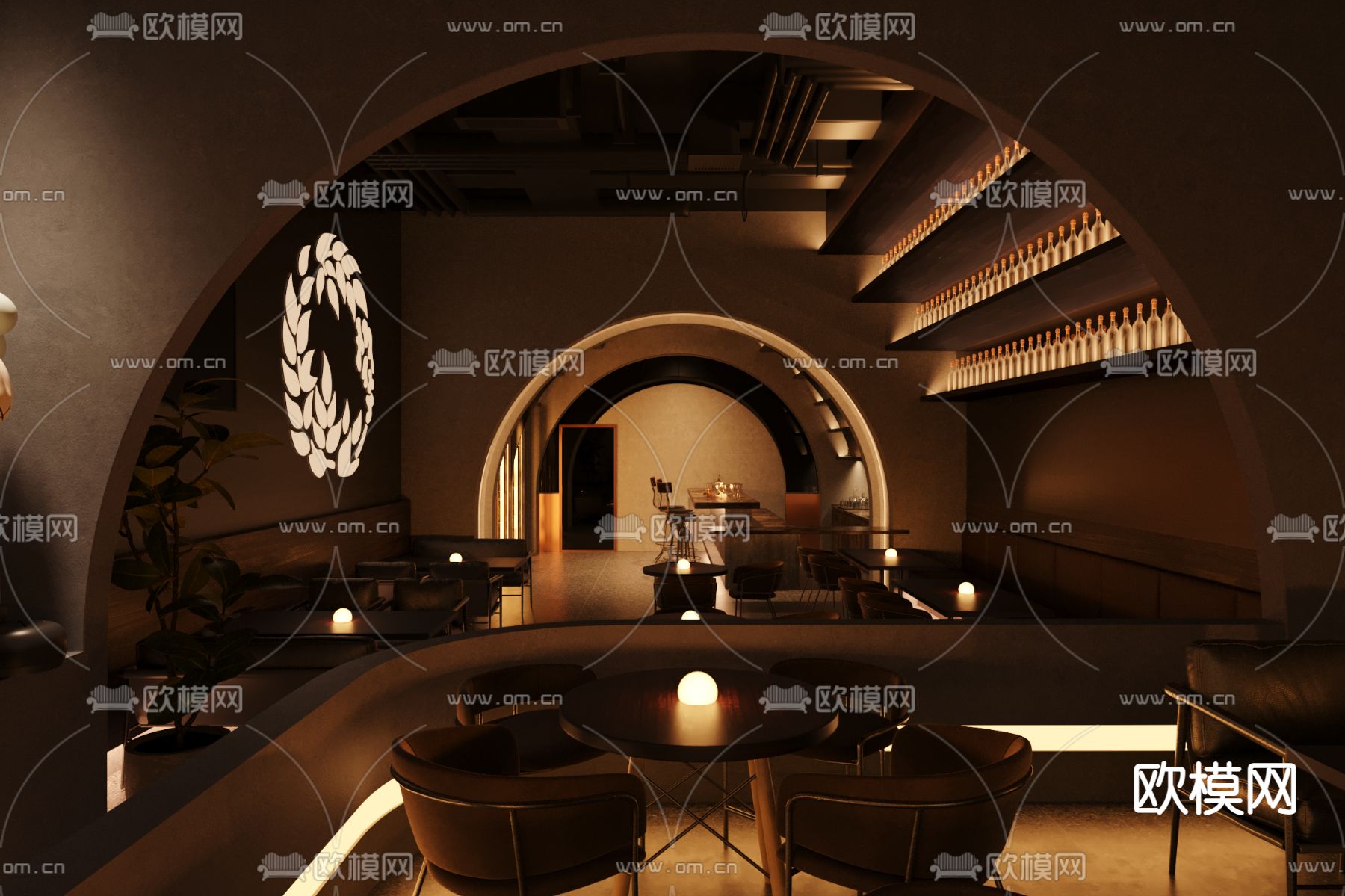 侘寂风酒吧清吧3d模型