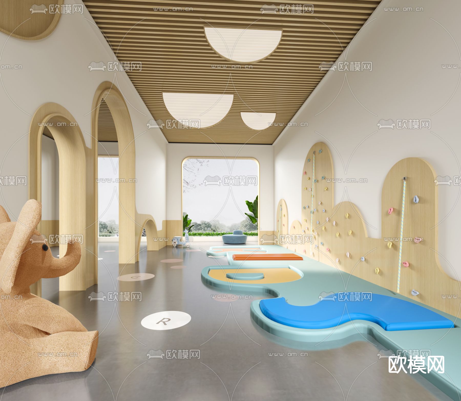现代儿童攀岩娱乐室3d模型下载