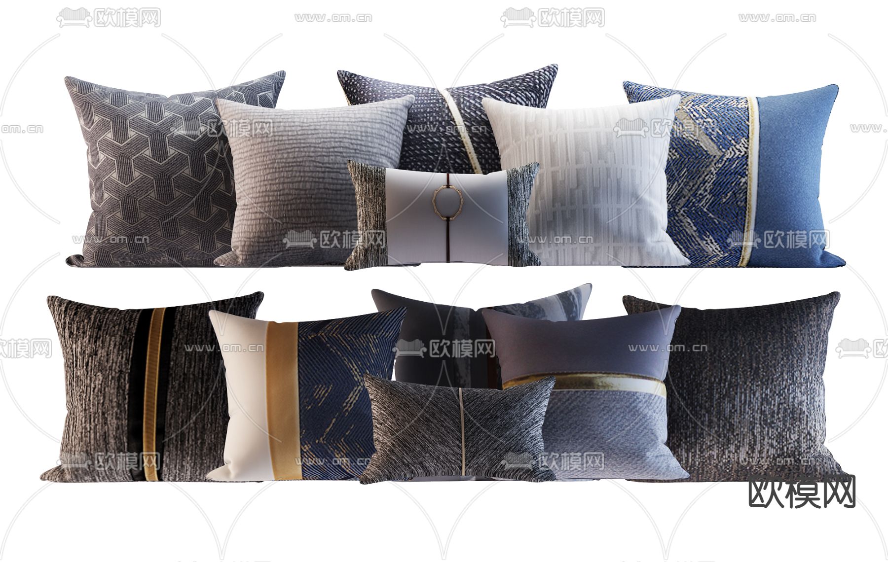 现代布艺抱枕3d模型下载