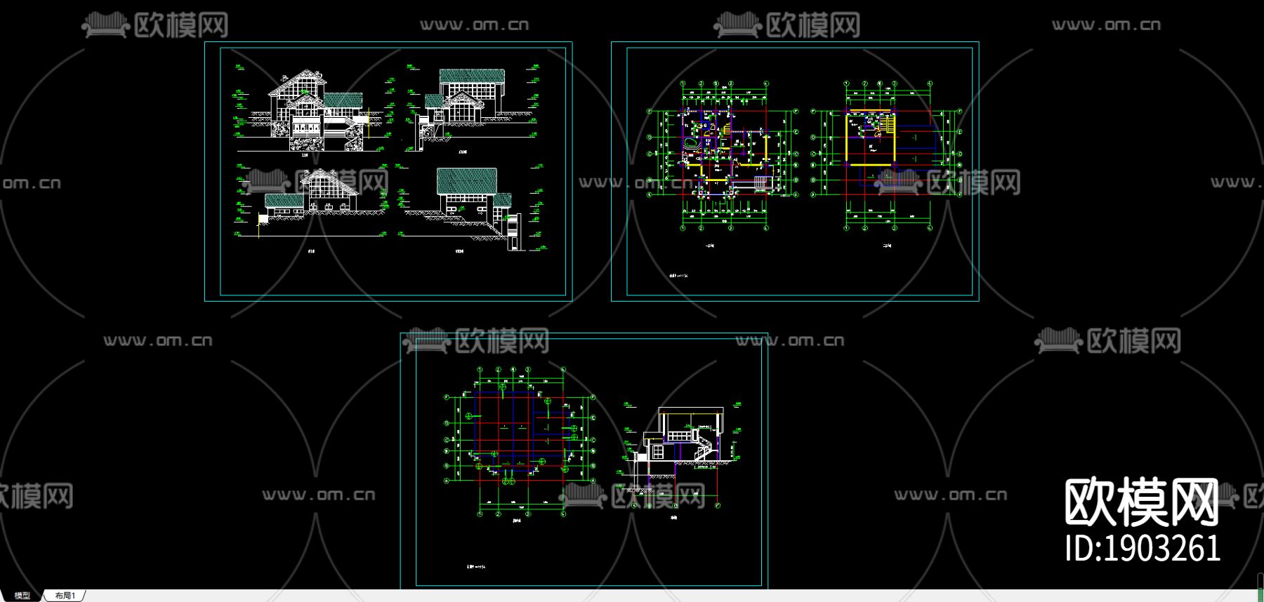 别墅cad施工图-免费3dmax模型库-欧模网