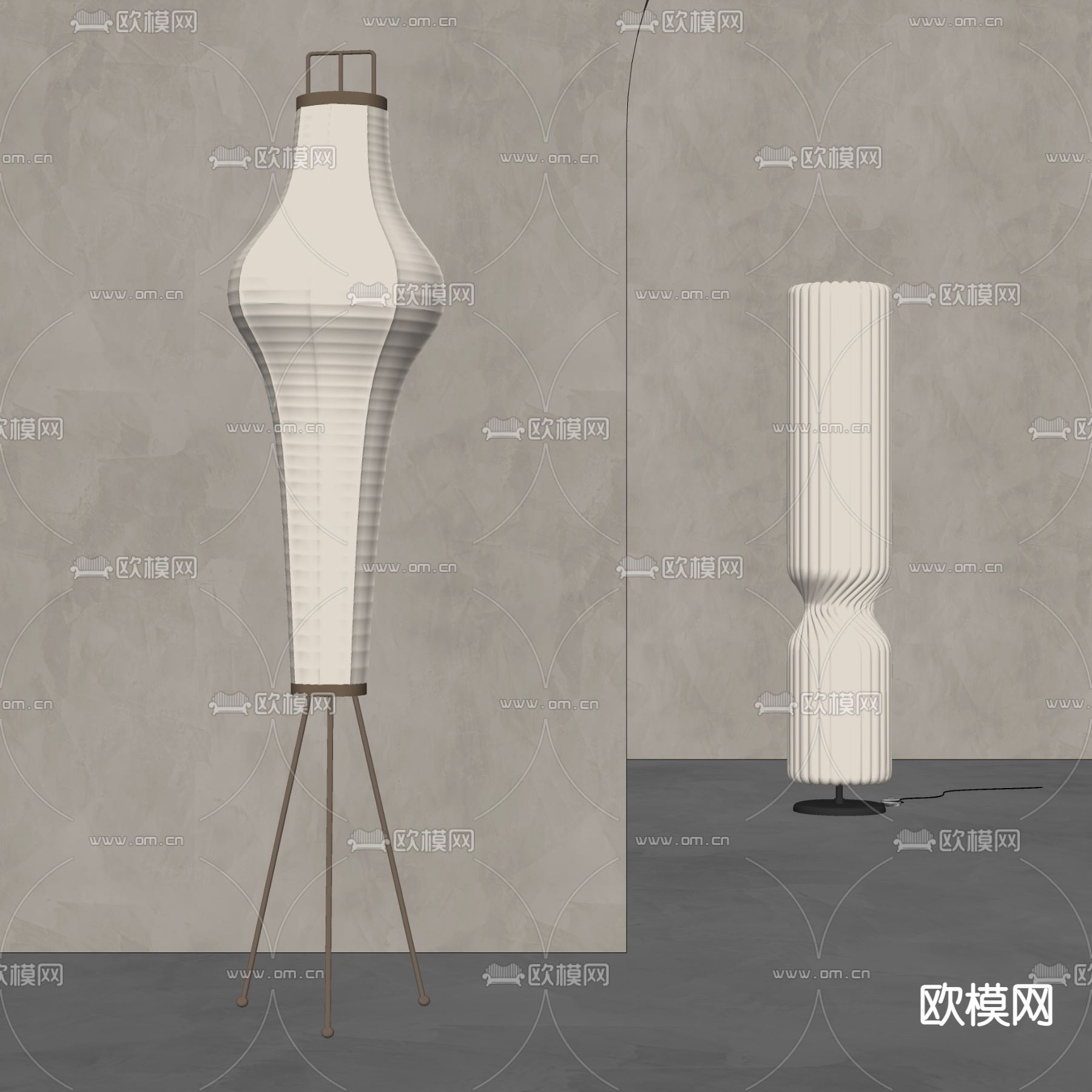 侘寂落地灯su模型下载（渲染图2）
