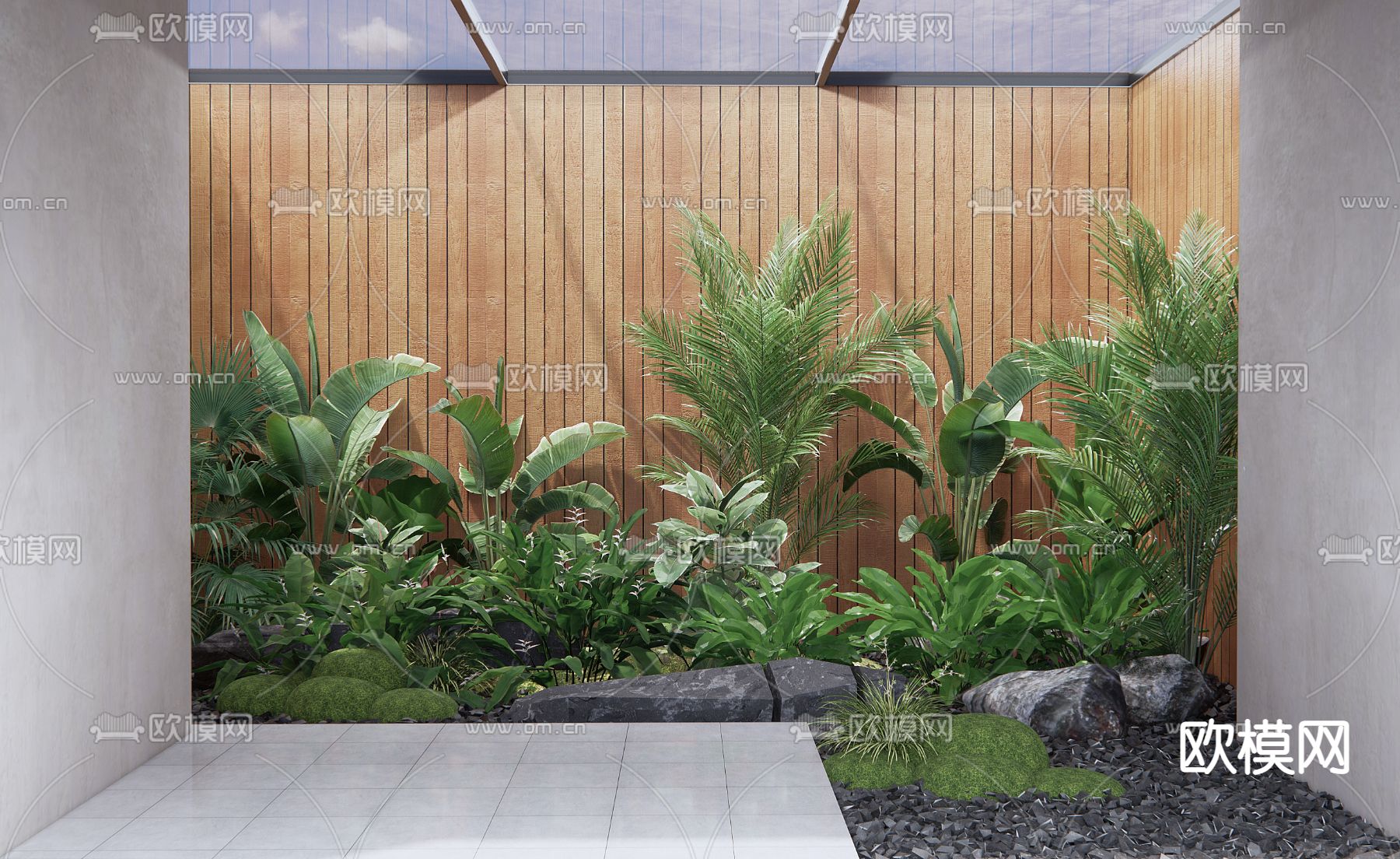 现代景观植物su模型下载（渲染图1）