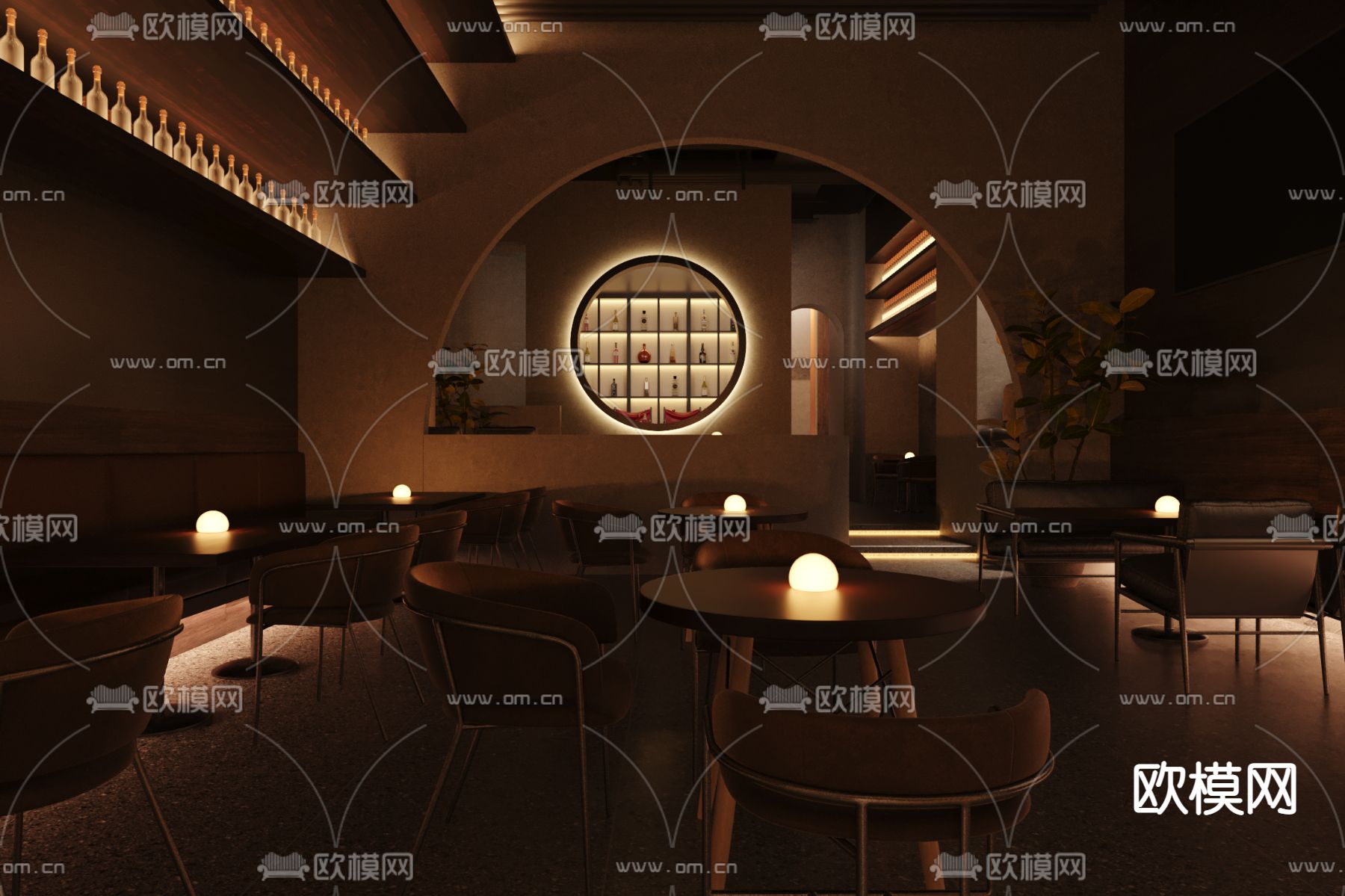 侘寂风酒吧清吧3d模型