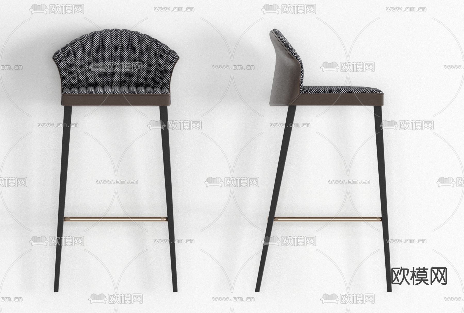 现代布艺吧台椅免费3d模型下载