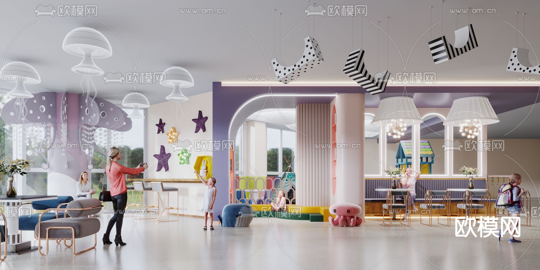 现代儿童游乐园3d模型下载（渲染图1）