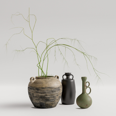 侘寂风陶罐su模型