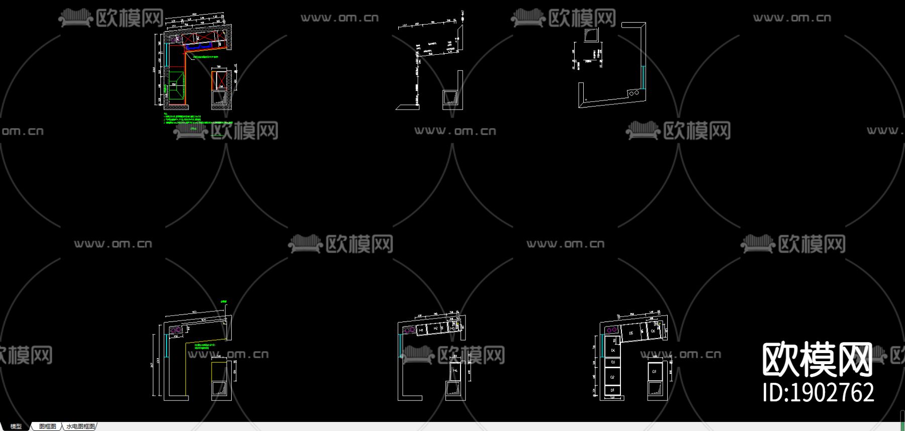 橱柜cad图库下载（渲染图2）