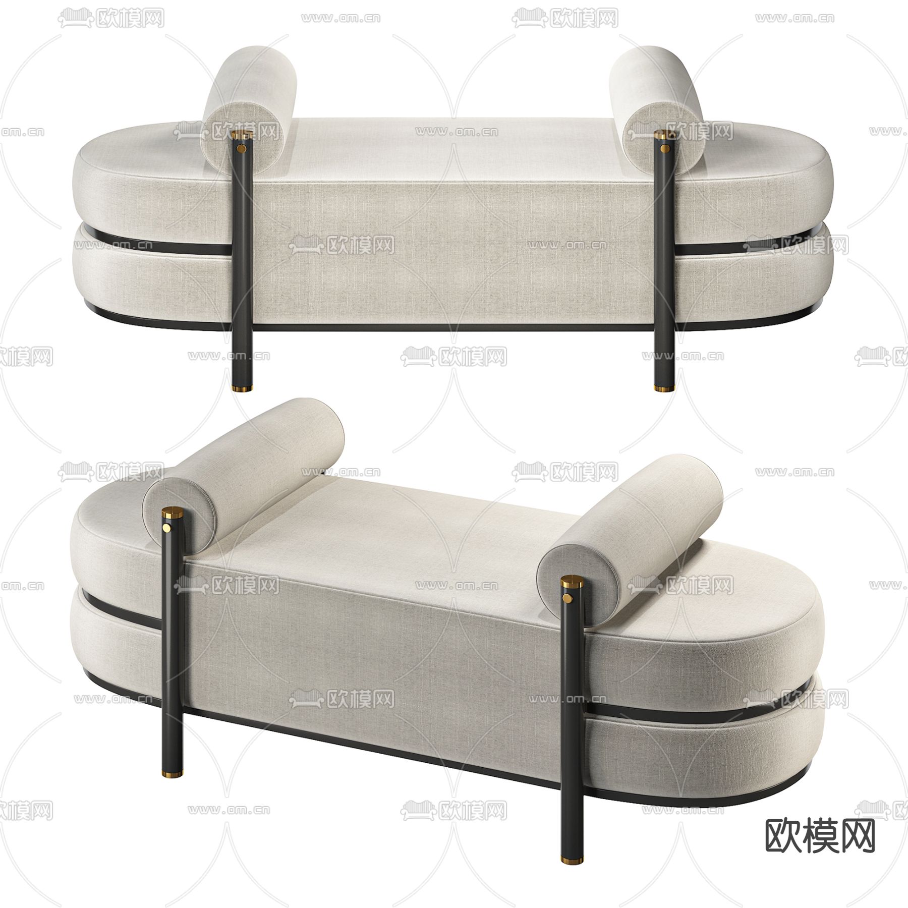 现代布艺床尾凳脚踏3d模型