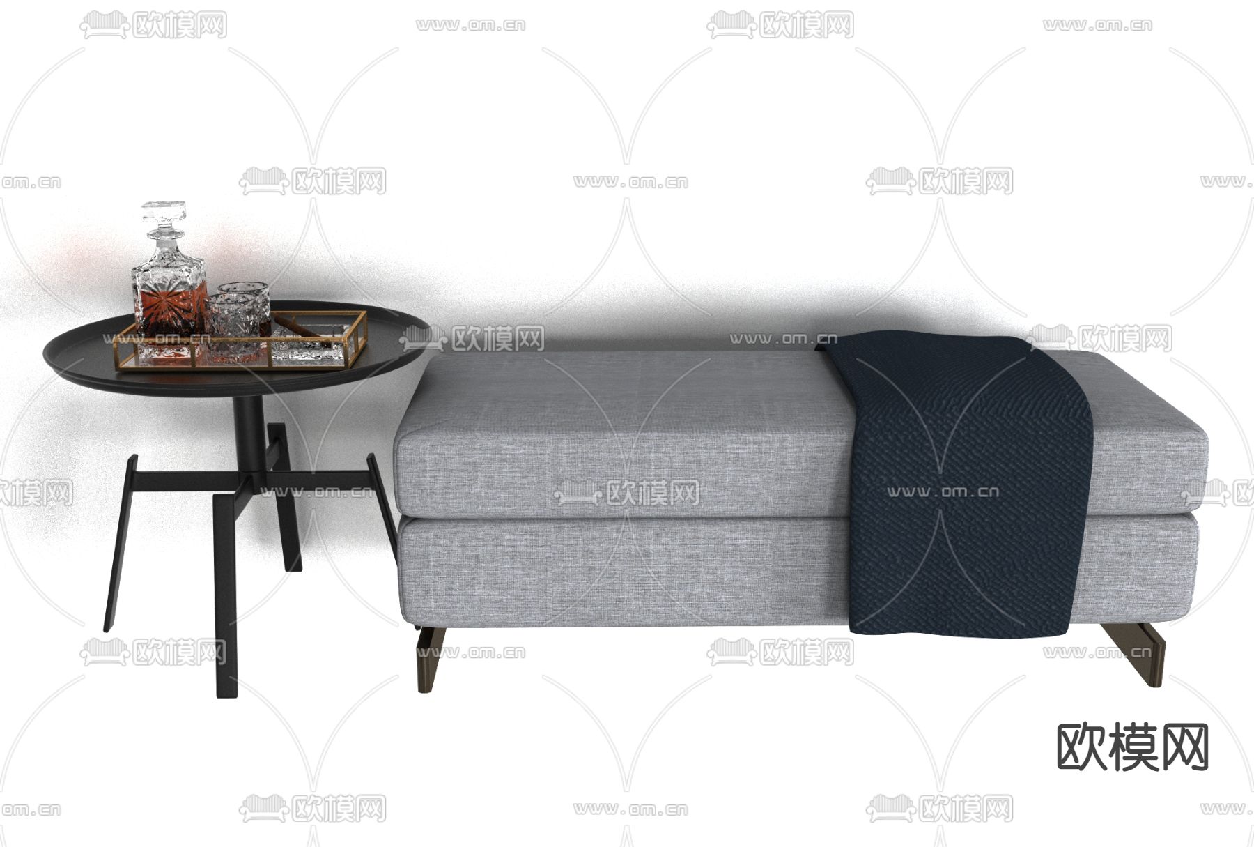 现代布艺脚踏免费3d模型下载