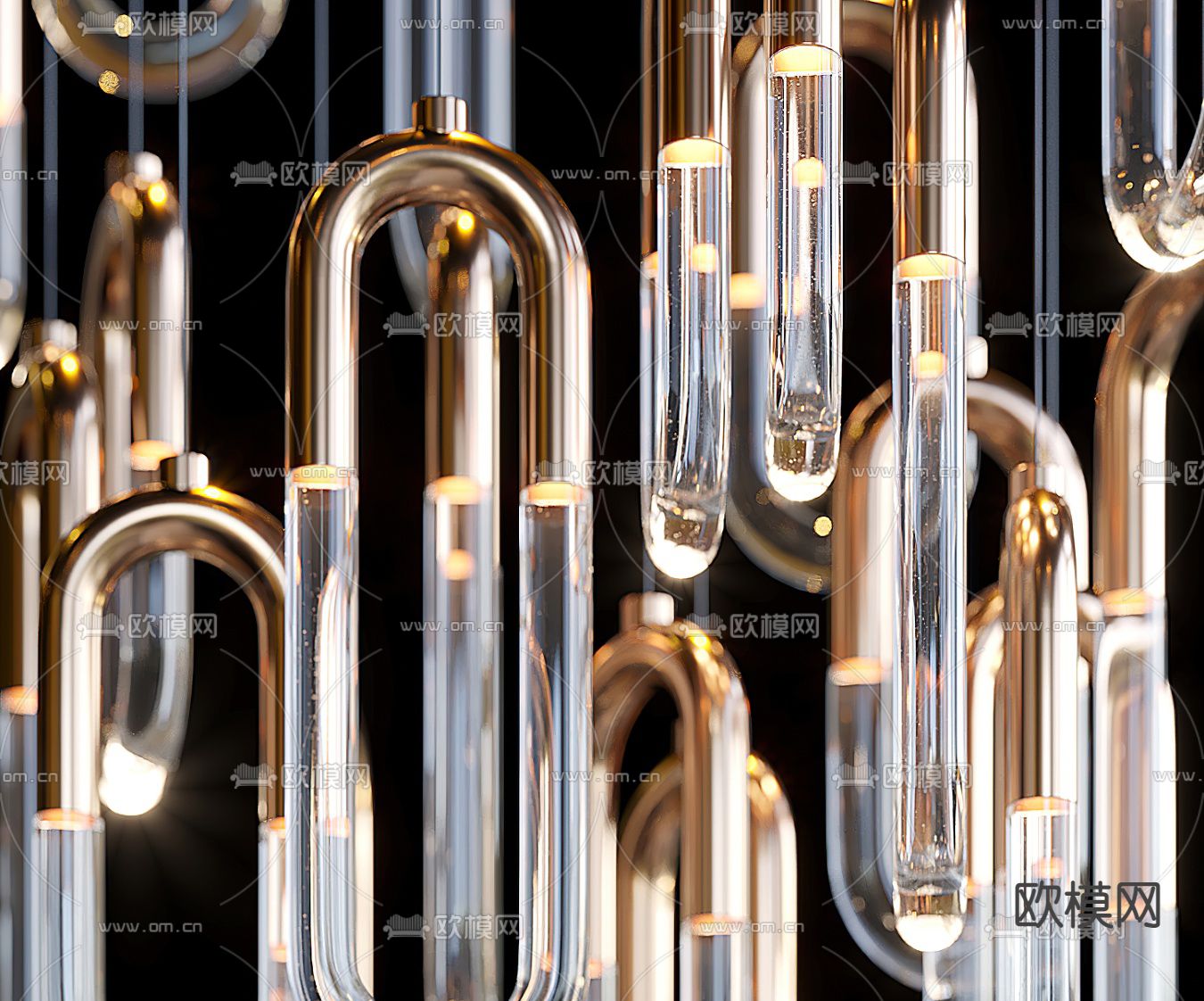 现代轻奢水晶吊灯3d模型下载（渲染图2）