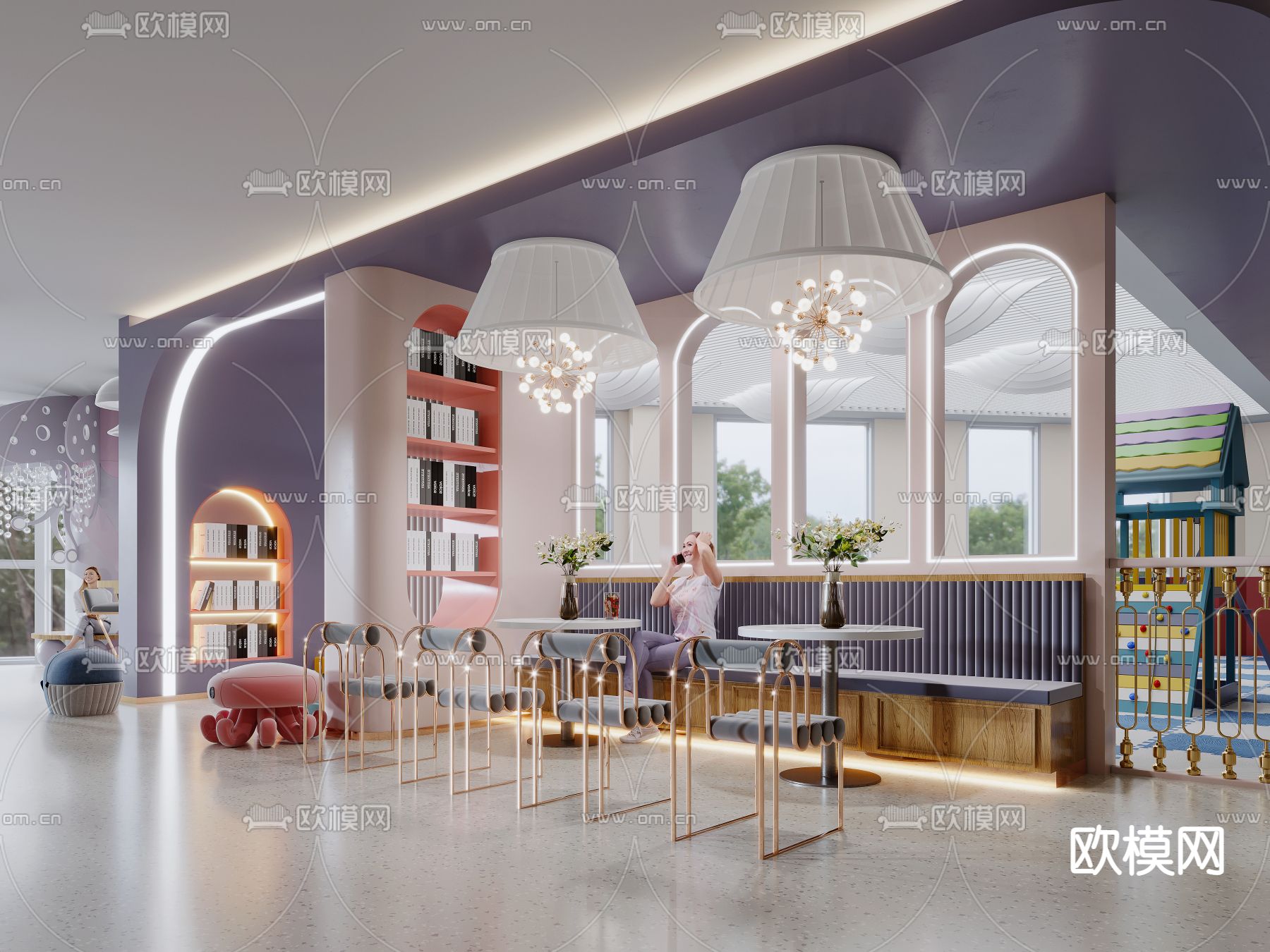 现代儿童游乐园3d模型下载（渲染图2）