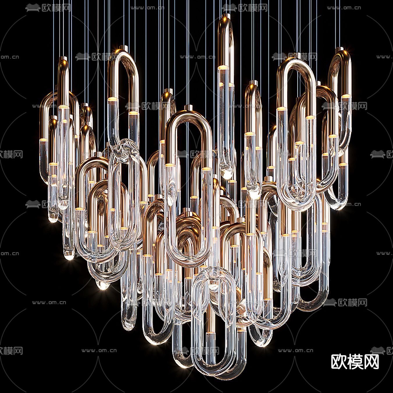 现代轻奢水晶吊灯3d模型下载（渲染图1）