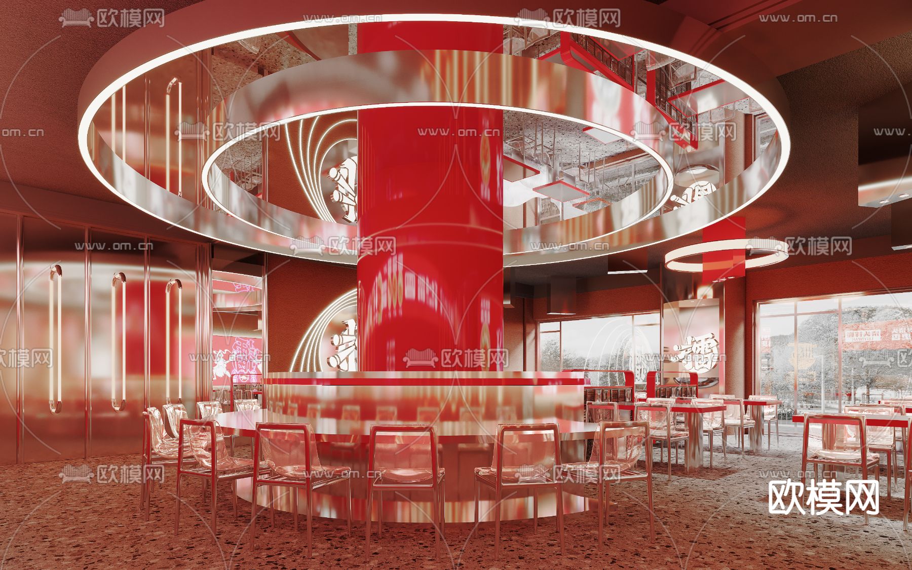 现代国潮网红面馆3d模型下载（渲染图3）