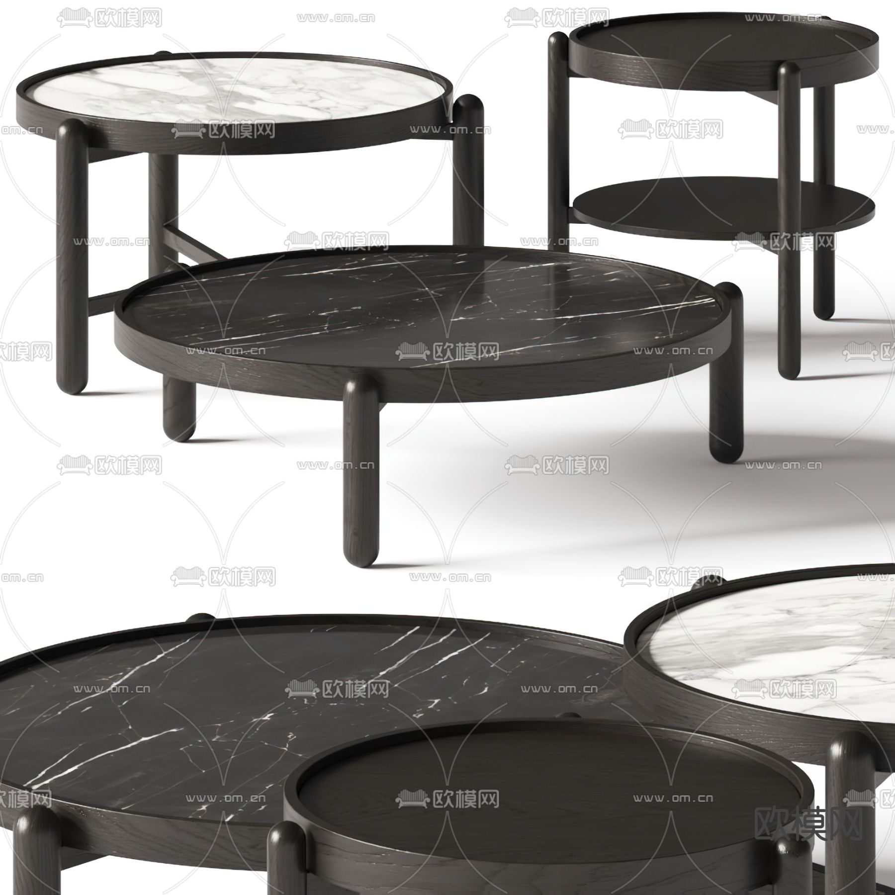 Meridiani 现代大理石圆形茶几3d模型下载