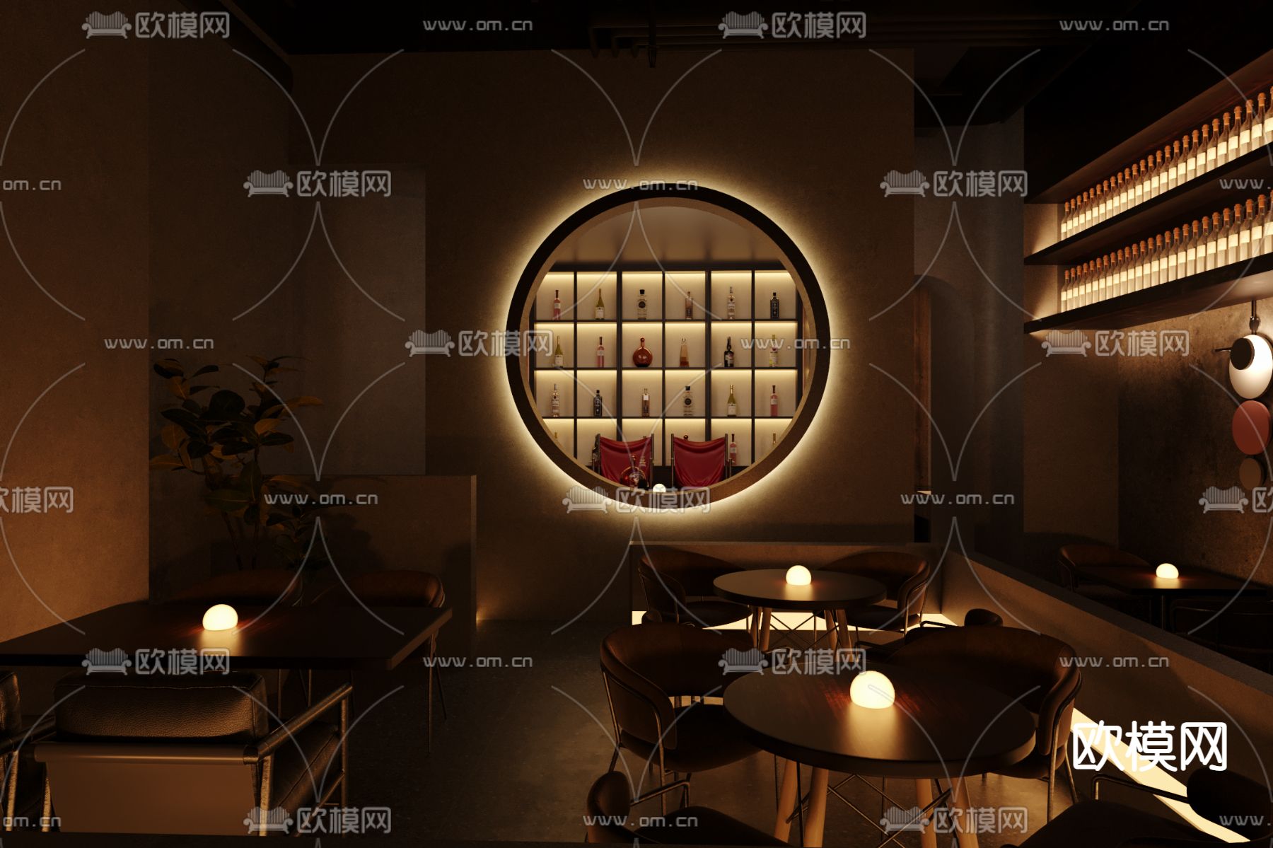 侘寂风酒吧清吧3d模型