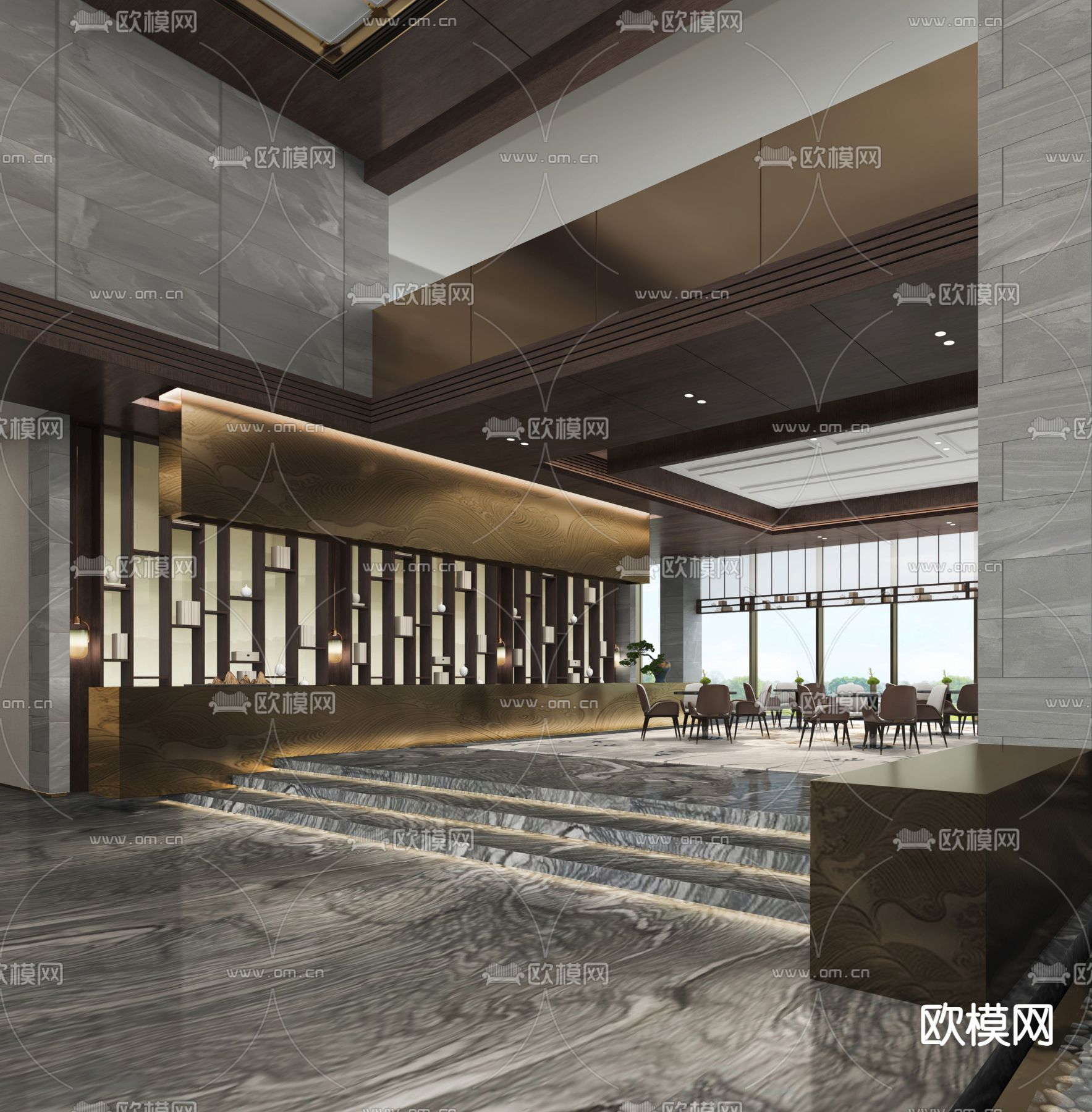新中式售楼处沙盘区3d模型
