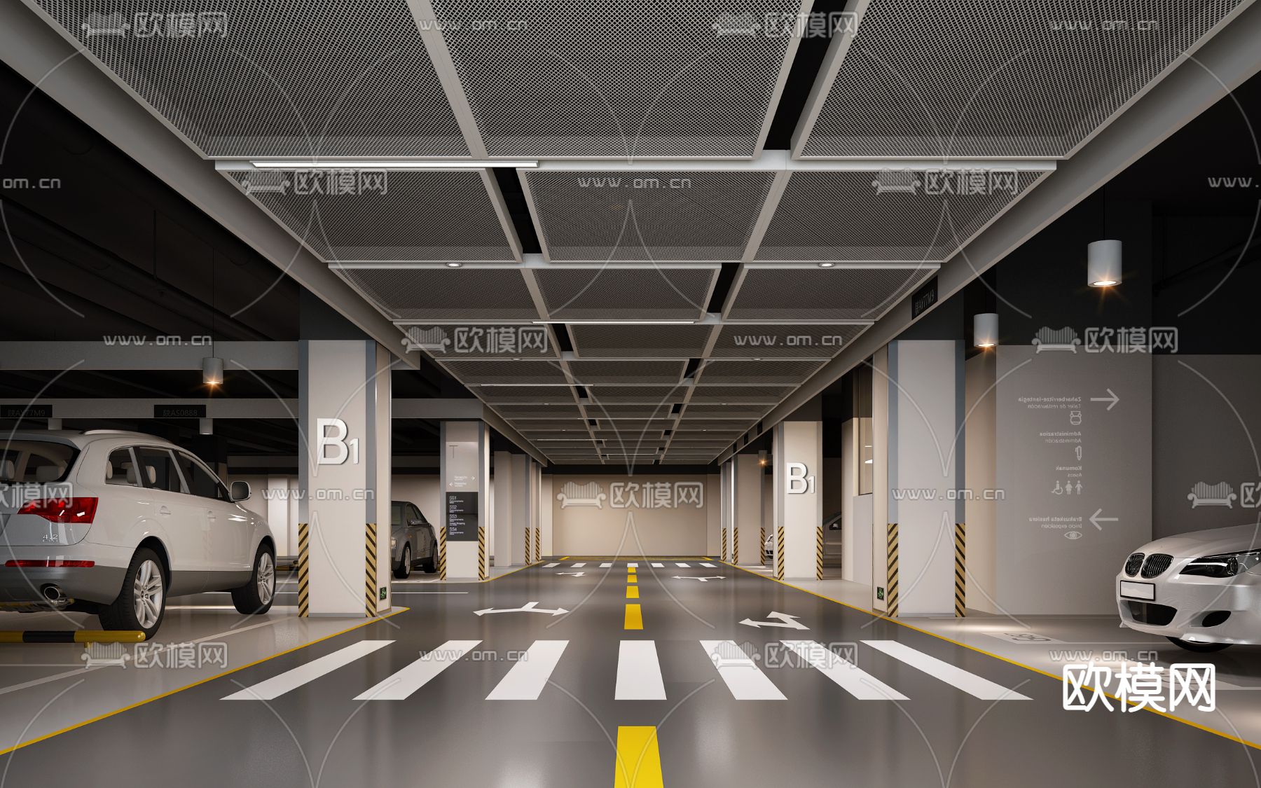 现代地下停车场3d模型