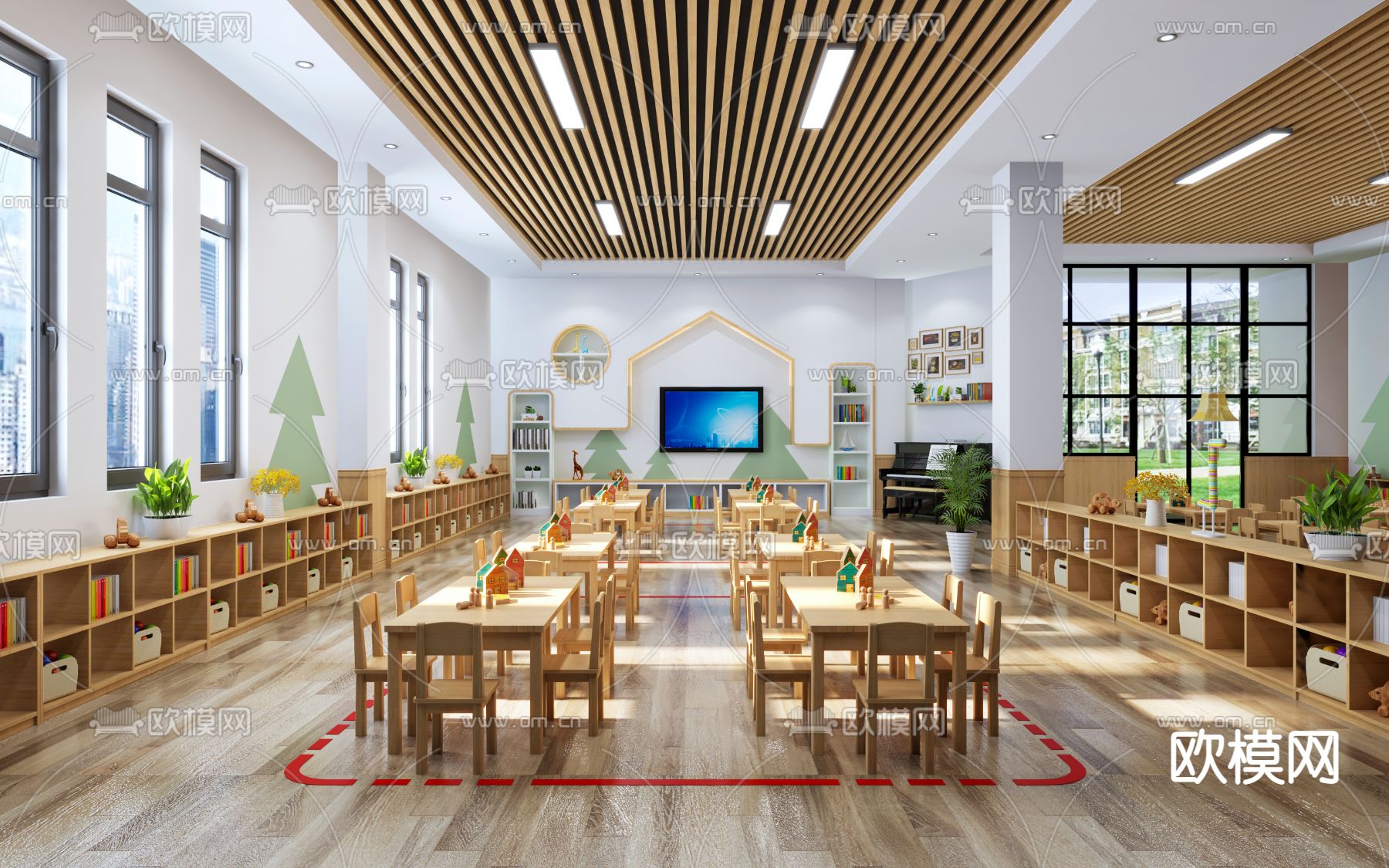 现代幼儿园教室3d模型下载