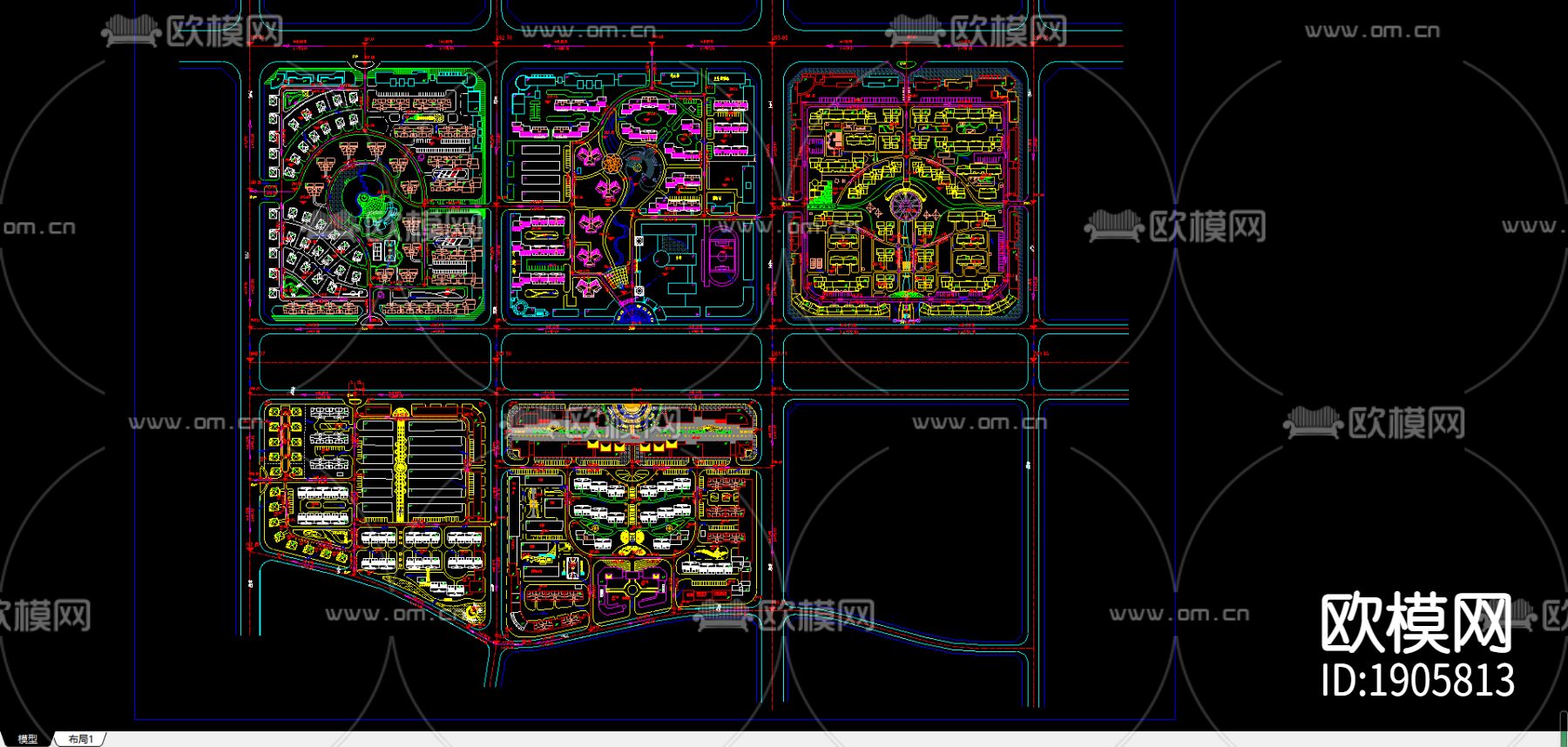 某小镇景观cad规划分析图下载（渲染图1）