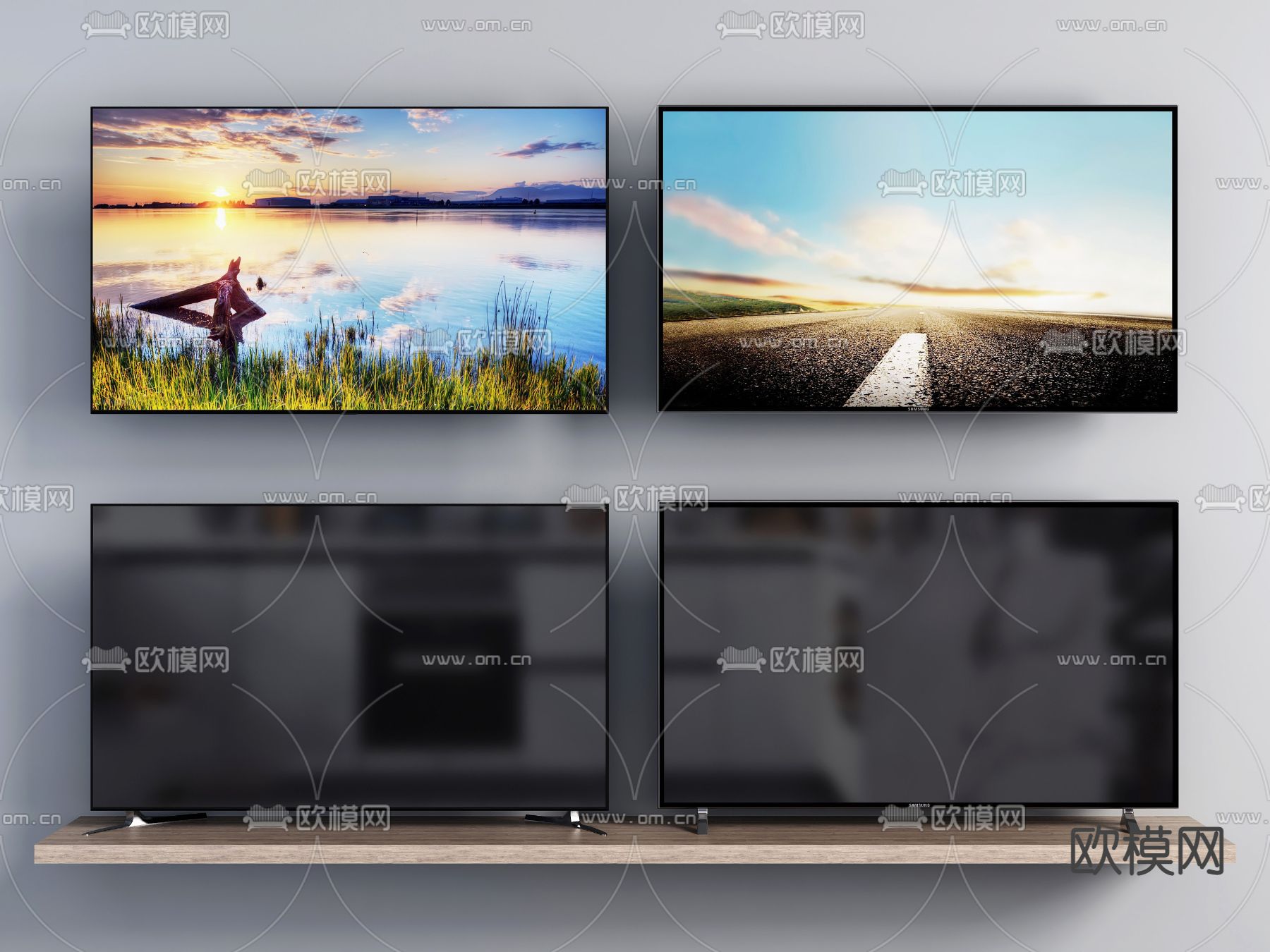 现代电视机显示屏3d模型