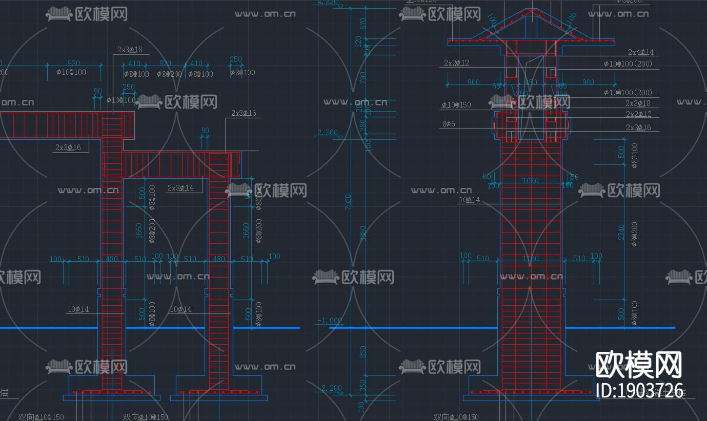 中式牌坊平面立面剖面大样施工图纸下载（渲染图5）
