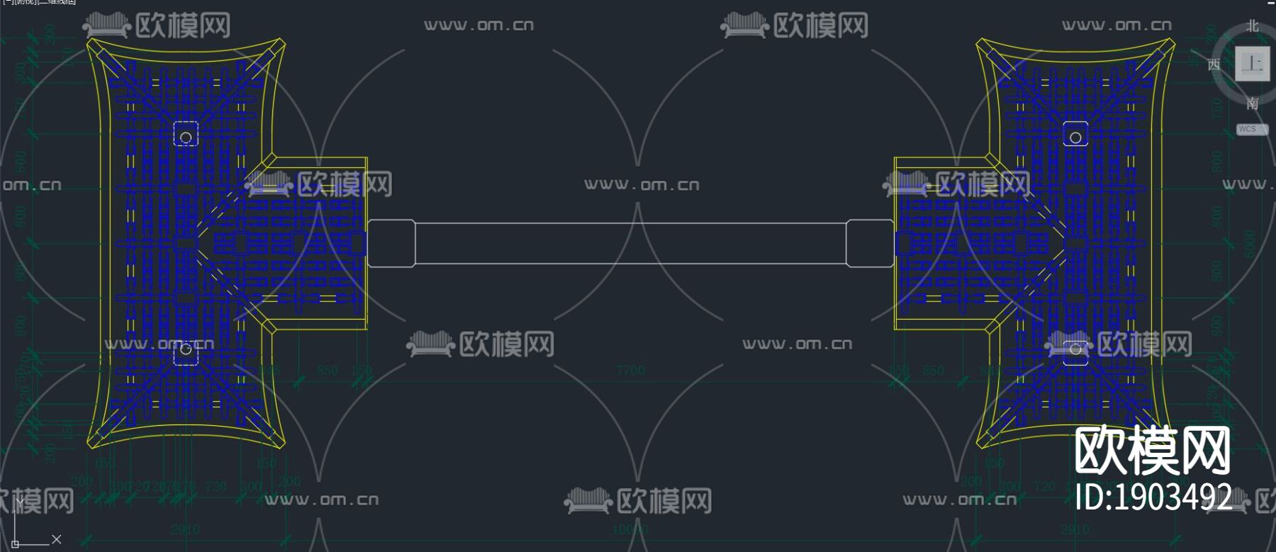 中式古牌坊平面立面侧面剖面大样施工图纸下载（渲染图3）