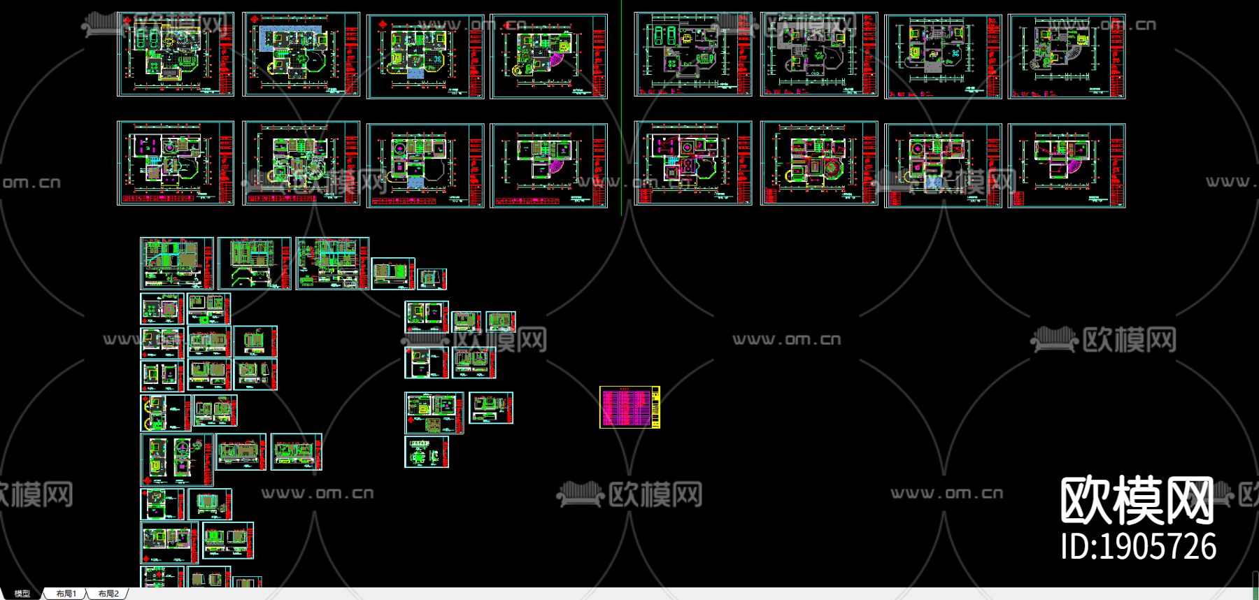 别墅cad平面布置图下载（渲染图4）