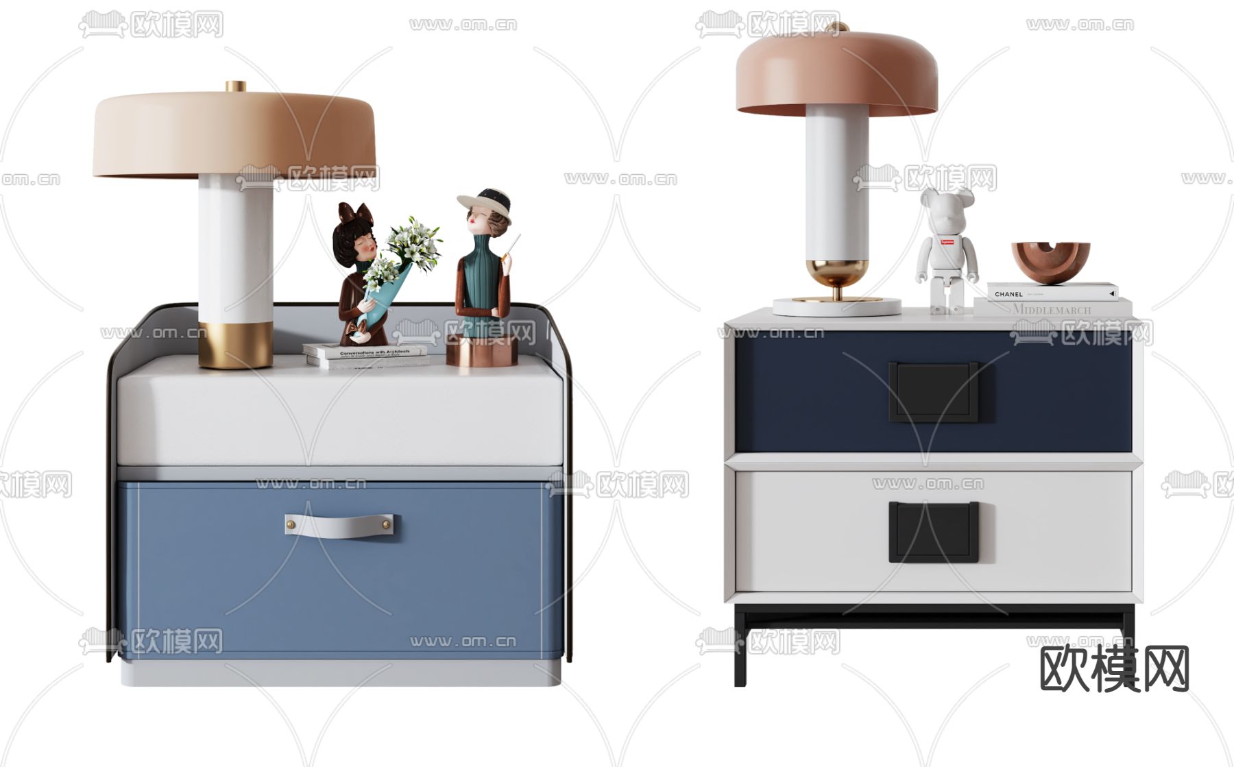 现代轻奢床头柜3d模型下载
