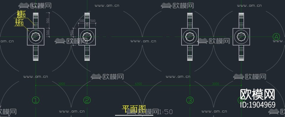 中式牌坊cad施工圖下載(渲染圖4)