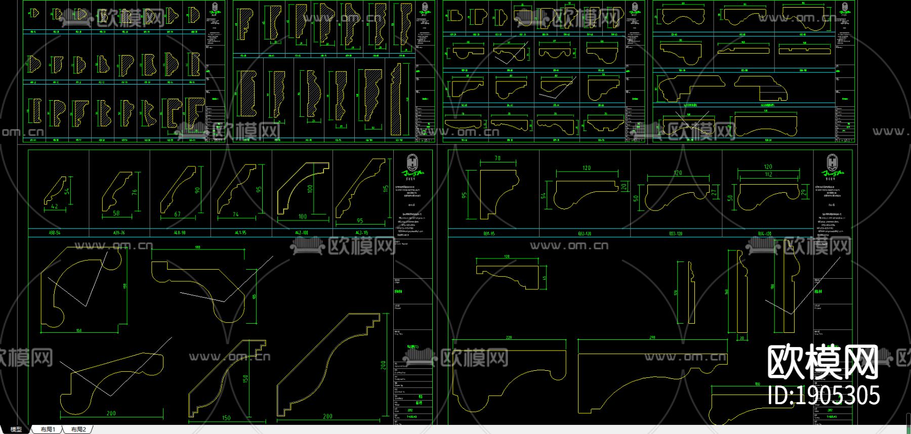 石膏线角线腰线cad图库下载