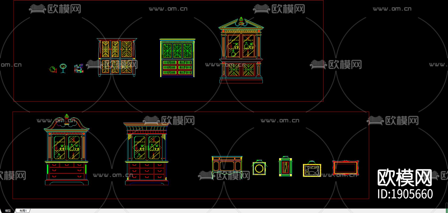 复古家具节点大样下载（渲染图1）