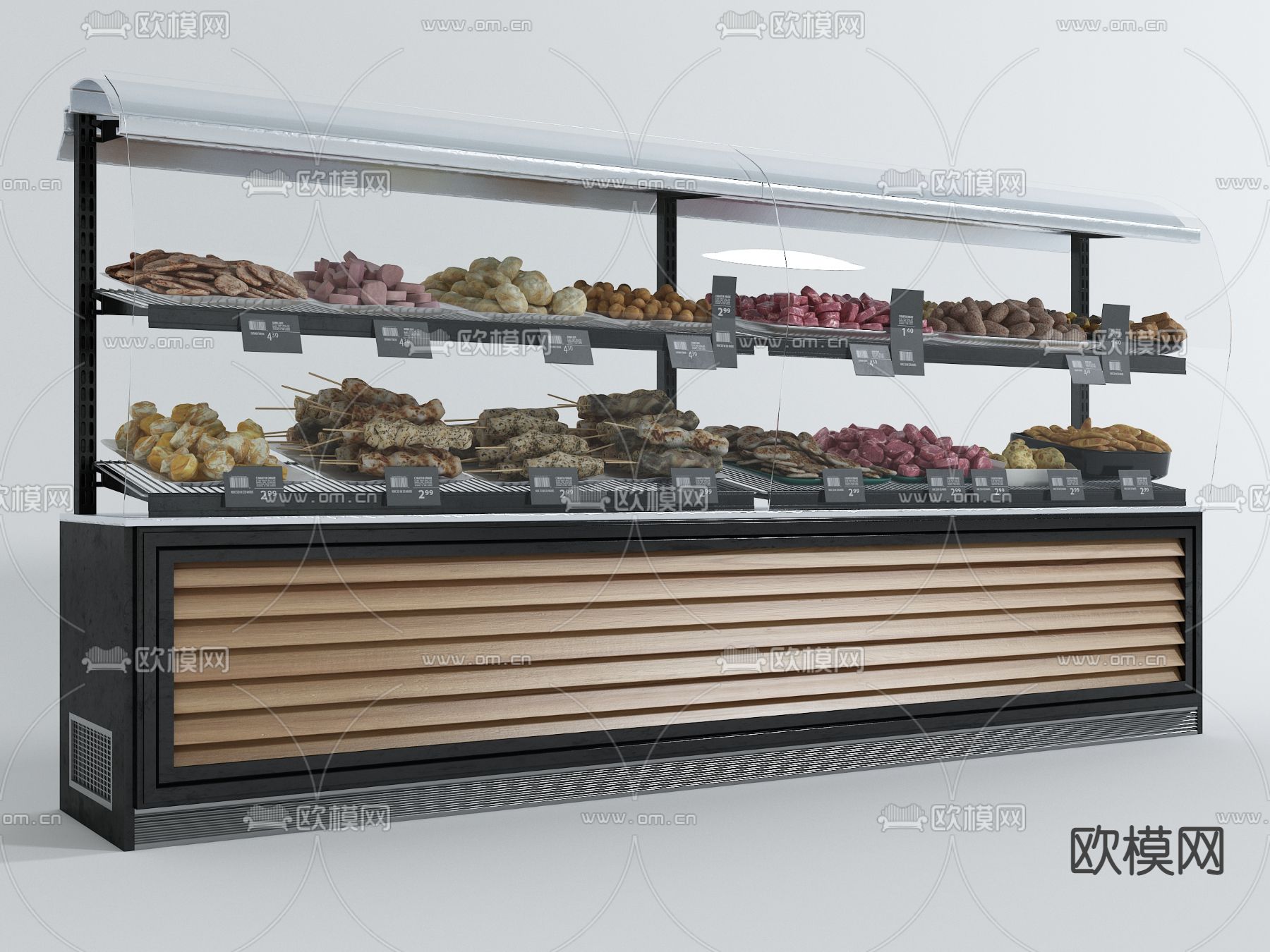 现代肉铺肉串小吃展柜3d模型下载