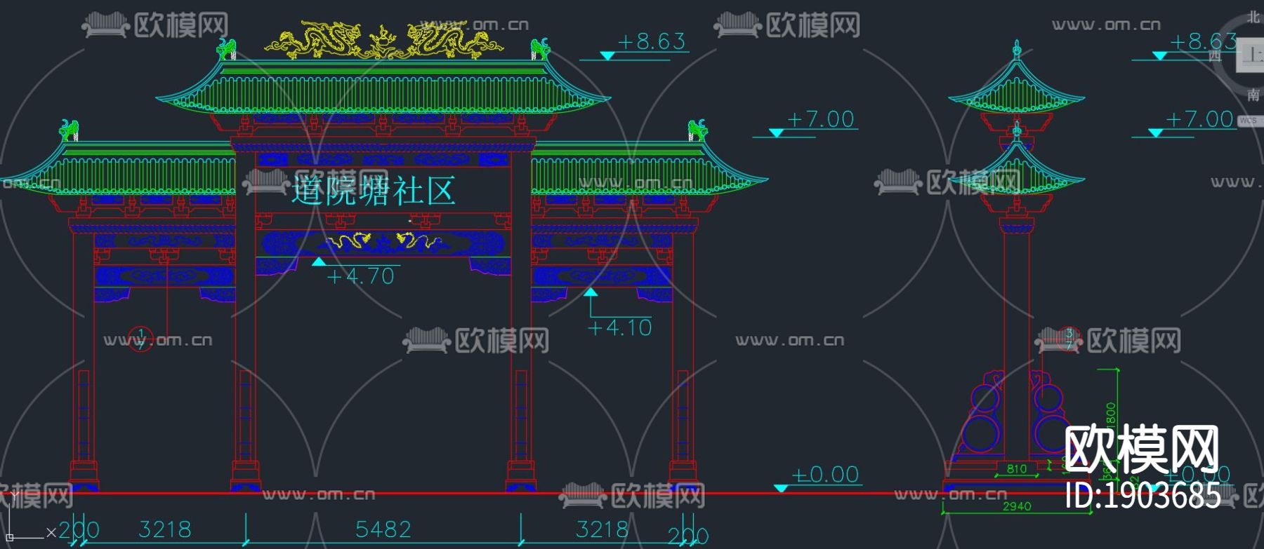 中式社区入口牌坊下载（渲染图3）