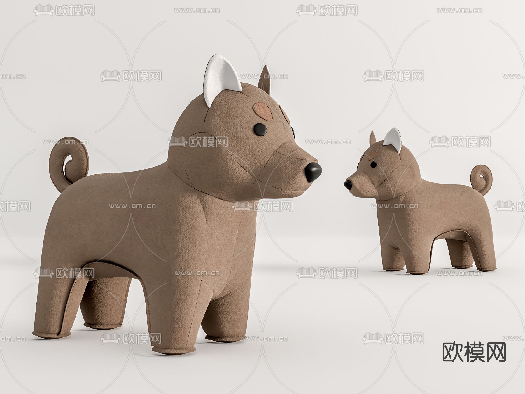 现代小狗毛绒玩具su模型下载（渲染图1）