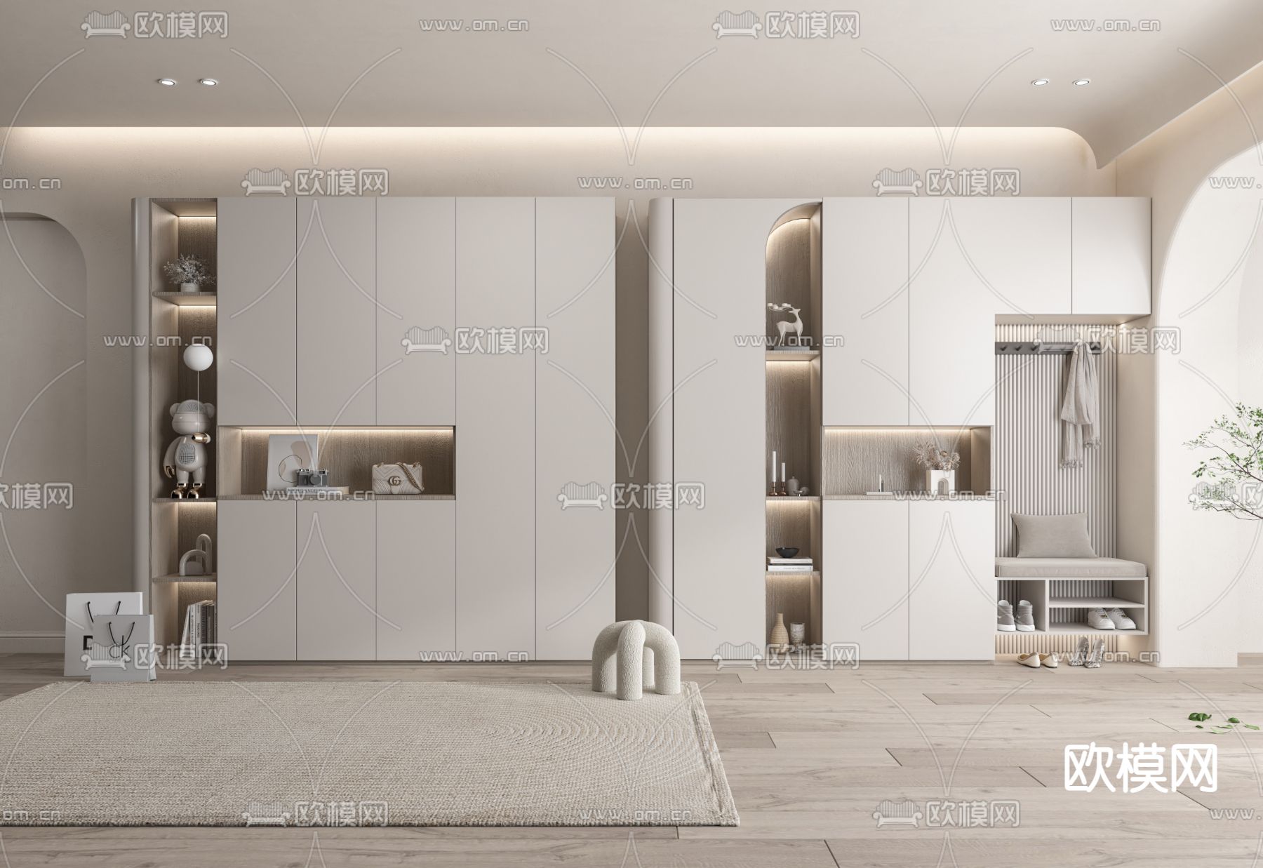 侘寂鞋柜su模型下载（渲染图1）