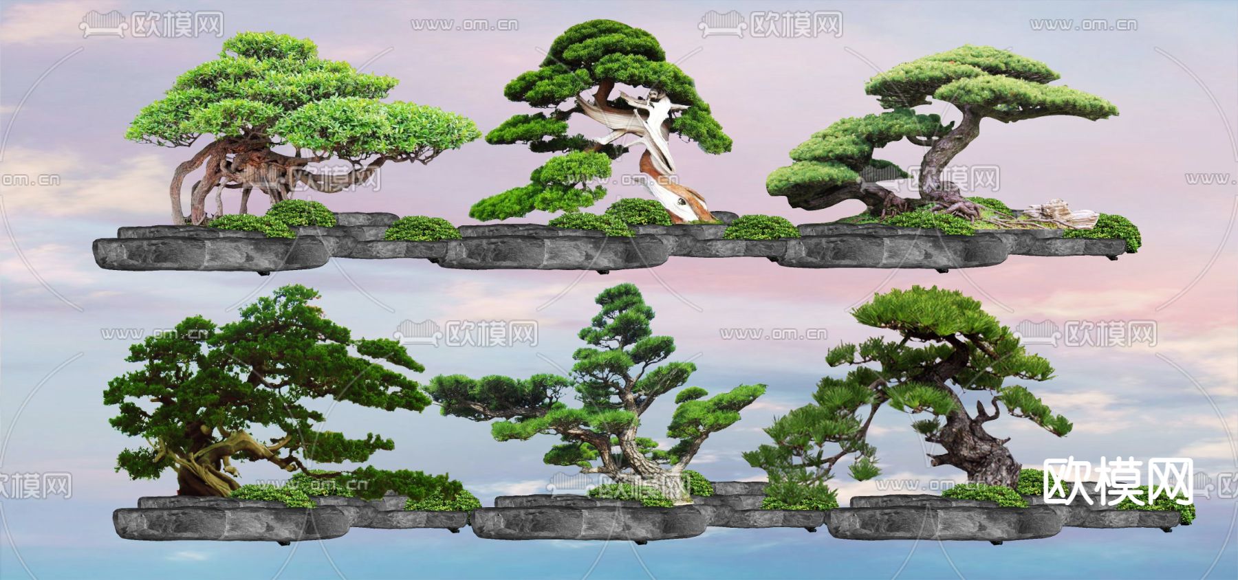 新中式罗汉松su模型