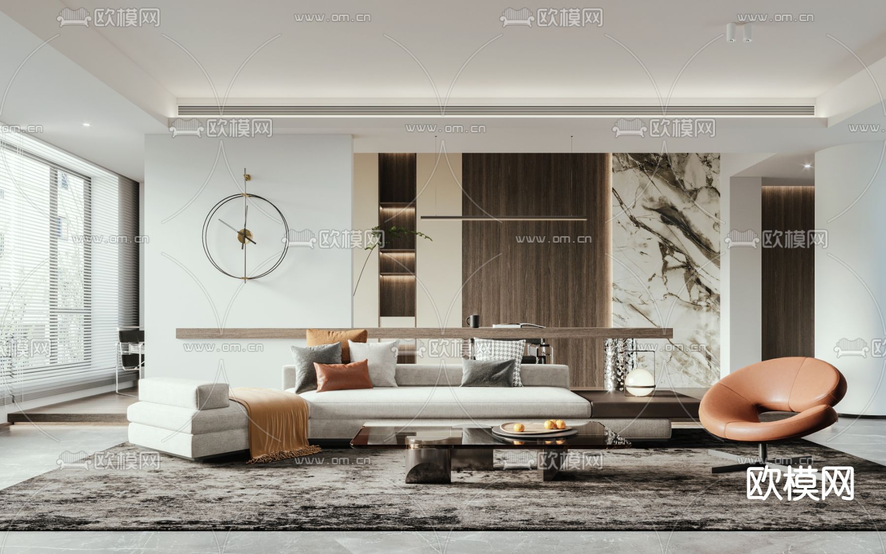 现代布艺组合沙发3d模型