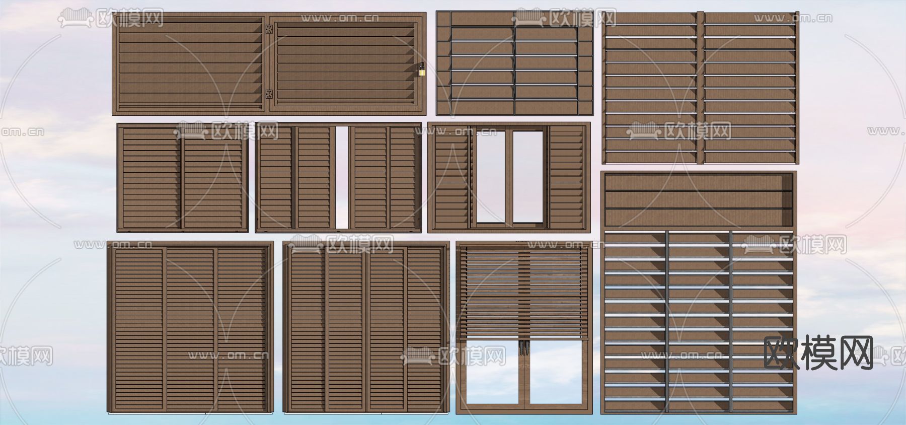 现代百叶窗帘su模型