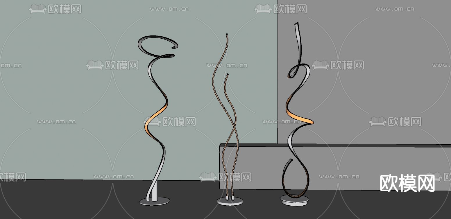 现代轻奢极简线条灯su模型下载（渲染图3）