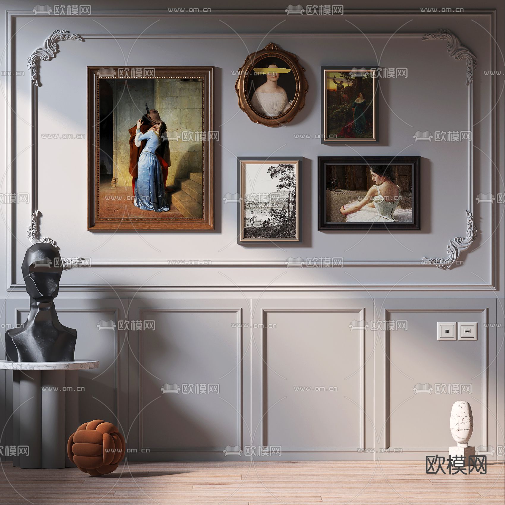 美式人物装饰画3d模型下载