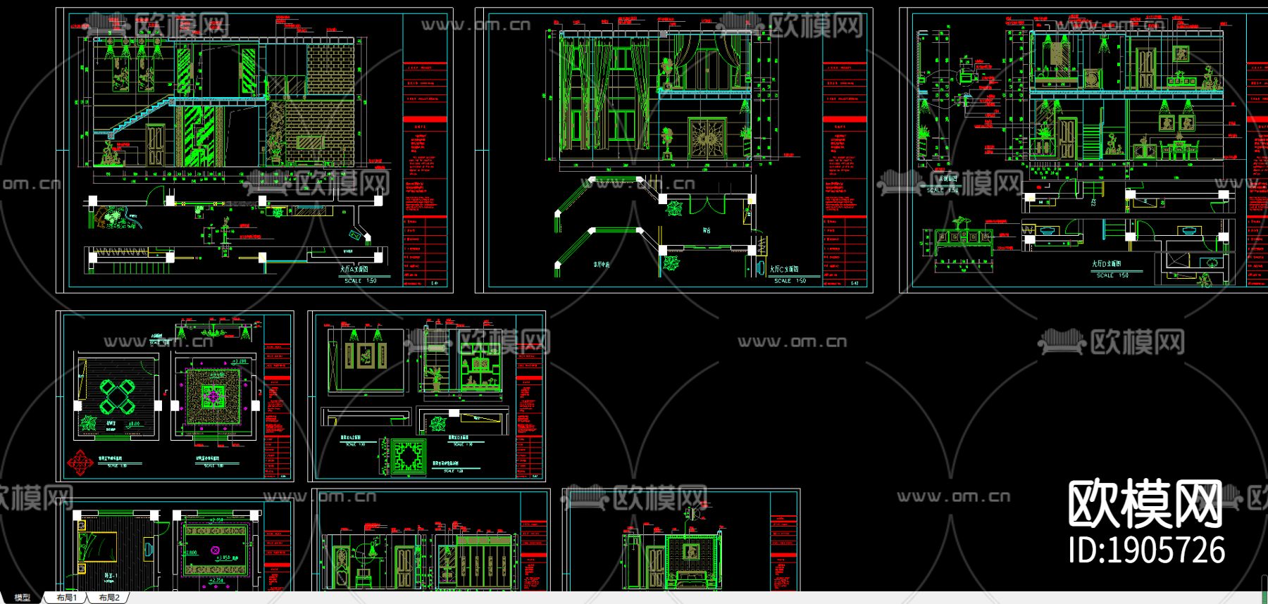 别墅cad平面布置图下载（渲染图5）